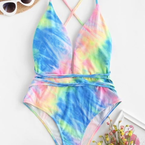 Zaful Tie Dye One-Piece Bathing Suit - Picture 2 of 3